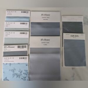 Dusty Blue Chiffon and Satin Fabric Swatches